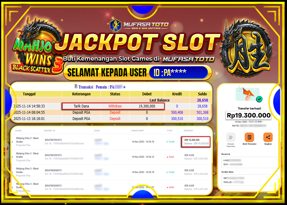 MUFASATOTO JACKPOT PRAGMATIC PLAYRp.19.300.000|LUNAS